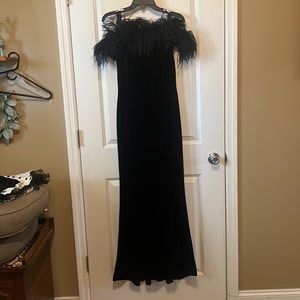 CALVIN KLEIN, velvet and feather gown